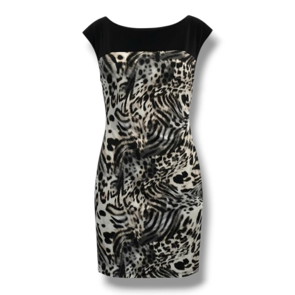 Connected Apparel Women’s Animal Print Bodycon Sheath Dress Size 10